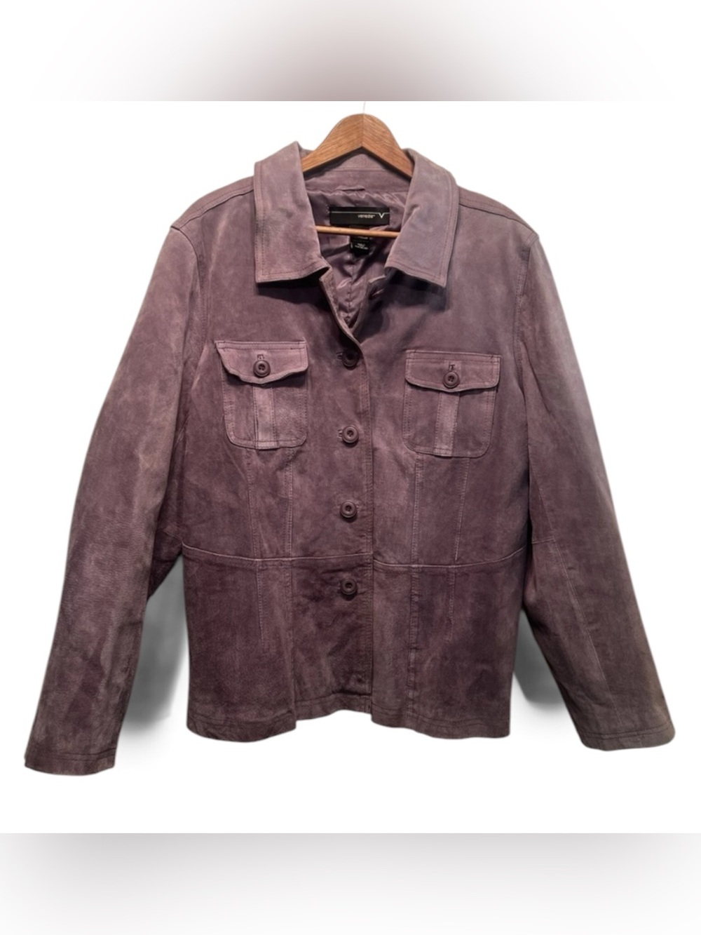 Venezia Purple Suede Vintage Y2K Button Up Long Sleeve Jacket Coat 18/20
